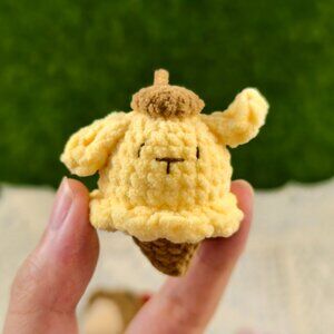 Handmade Amigurumi Crochet Ice Cream Cone Pudding Dog Plushie